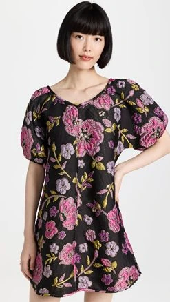 Arianne Elmy Short Sleeve Good Luck Dress Black