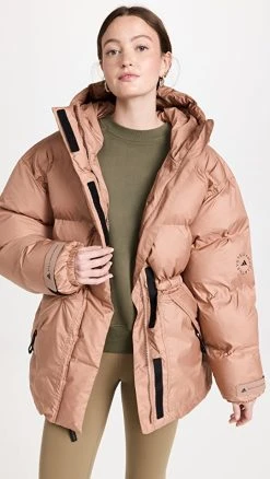 Adidas By Stella McCartney Mid Length Padded Winter Jacket Camel