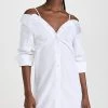 Alexander Wang Off Shoulder Shirt Dress With Scrunchie Straps Bright White