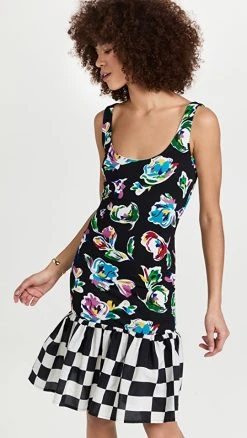 BruceGlen Blackout Floral Tank Flounce Dress