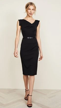 Black Halo Jackie O Belted Dress Black