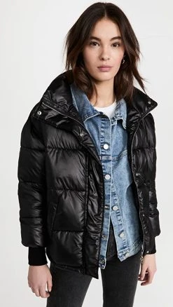 BLANKNYC Run The Show Nylon & Denim Puffer