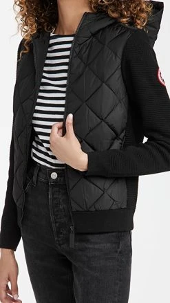 Canada Goose Hybridge Quilted Knit Hoodie Black Noir