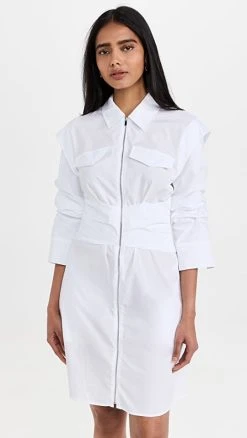 Derek Lam 10 Crosby Skylar Zip Front Shirtdress White