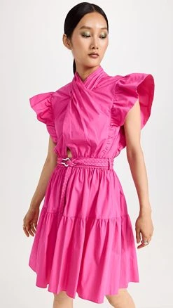 Derek Lam 10 Crosby Finn Ruffle Wrap Dress Magenta