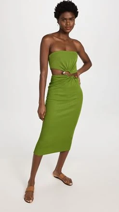 Christopher Esber Distort Strapless Dress Vert Green