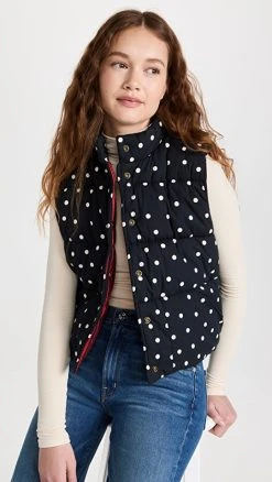 Clare V. Emile Reversible Vest Black & White Scattered Polka-