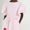 Fanm Mon Kelly Ruffle Mini Dress With Embroidery Light Pink