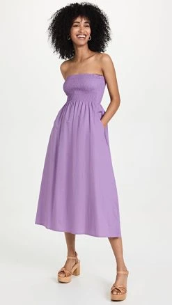 FAITHFULL THE BRAND Madella Midi Dress Grape
