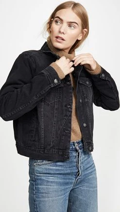 STAND STUDIO SHOP 25 Free People Rumors Denim Jacket Black