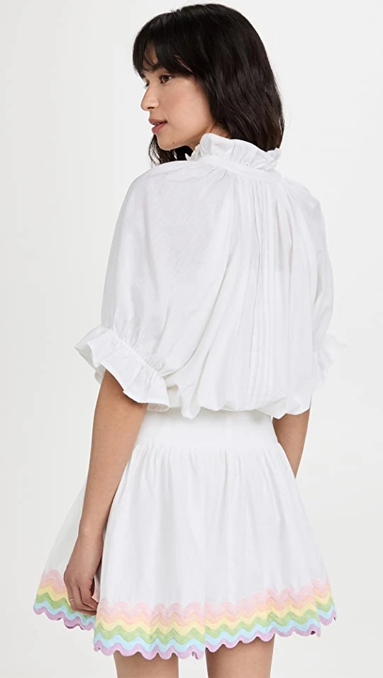 Juliet Dunn Blouson Dress White/Pastel Rainbow 2 Juliet Dunn Blouson Dress White/Pastel Rainbow - Image 2