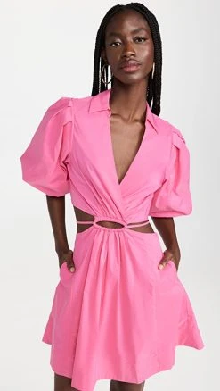 Jonathan Simkhai Aulora Cotton Poplin Dress Punch