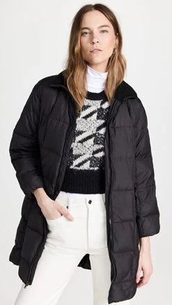 James Perse Full Zip Puffer Coat Black