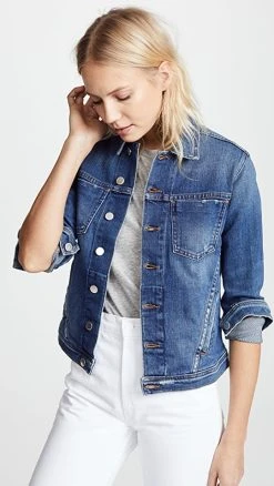 L'AGENCE Celine Slim Fit Distressed Jacket Authentique Distressed