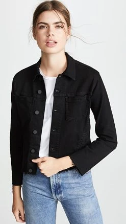 L'AGENCE Janelle Slim Raw Jacket Saturated Black