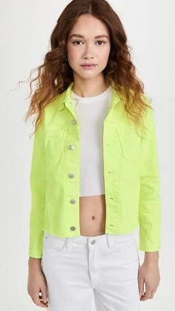 L'AGENCE Janelle Slim Raw Jacket Chartreuse