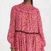 Scotch & Soda Smocked And Tiered Long Sleeved Dress Space Floral Scarlet