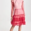 Molly Goddard Soft Tulle Long Sleeve Frill Mini Dress Pink