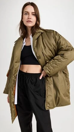 MM6 Maison Margiela Puffy Twill Coat Khaki/Orange