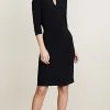 Norma Kamali Long Sleeve Side Draped Dress Black