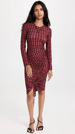 No. 21 Slinky Check Dress Red Check