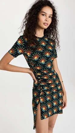 Paco Rabanne Printed Mini Dress Black Suns