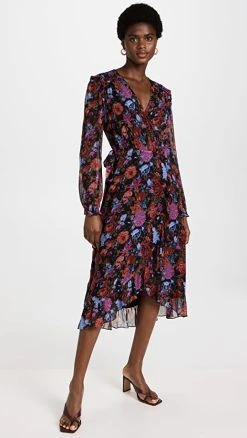 PAIGE Paulette Dress Blue/Rust Multi