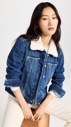 PAIGE Faux Shearling Rowan Jacket Jamee Distressed