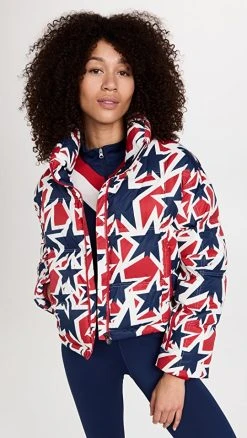 STAND STUDIO SHOP 7 Perfect Moment Nevada Duvet Jacket Navy/Snow White/Red