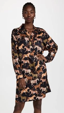 Raquel Allegra Brooke Dress Horses Print