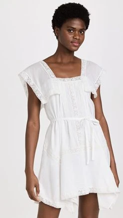 STAND STUDIO SHOP 33 Rebecca Taylor Lace Insert Dress Snow