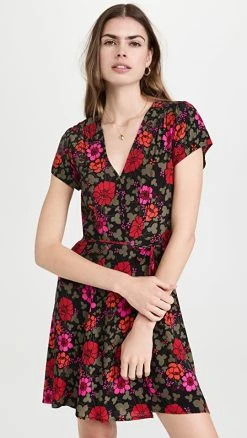 Rolla's Cleo Rambling Floral Wrap Dress Black