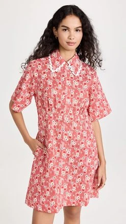 Sea Button Down Dress Red