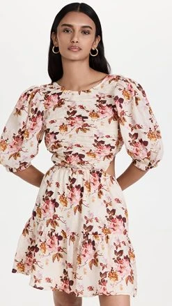 Sea Puff Sleeve Smocked Dress Cream