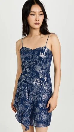 Shoshanna Camille Dress Navy/ Silver