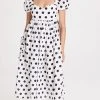 Sleeper Picnic Linen Dress In Polka Dot Black/White