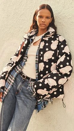 Sandy Liang Boro Puffer Jacket Black Wing