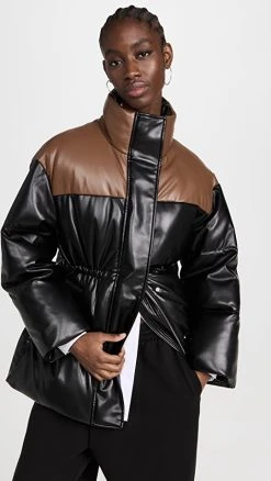 STAND STUDIO Milani Faux Leather Coat Black/Brown