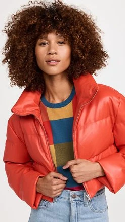 STAUD Cropped Ace Coat Cherry