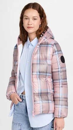 Save The Duck Alma Jacket Glen Tartan Pink-Macro