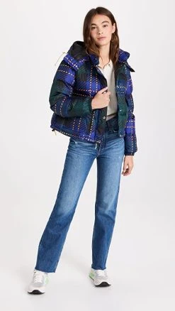 The North Face Printed 71 Sierra Down Short Jacket Ponderosa Green Large Half Dom