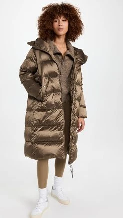 Varley Payton Puffer Coat Brushed Olive Metallic