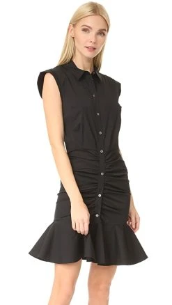 Veronica Beard Ruched Shirtdress Black