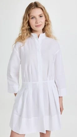 Vince Fitted Band Collar Mini Dress Optic White