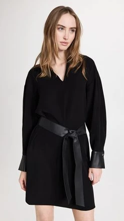 Vince Slit Neck Dress Black