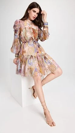 STAND STUDIO SHOP 29 Zimmermann Kaleidoscope Metallic Mini Dress Zodiac Star Girls