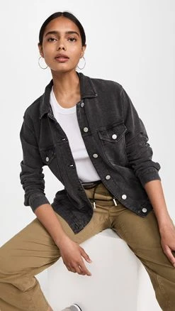 Z Supply Knit Denim Jacket Vintage Black